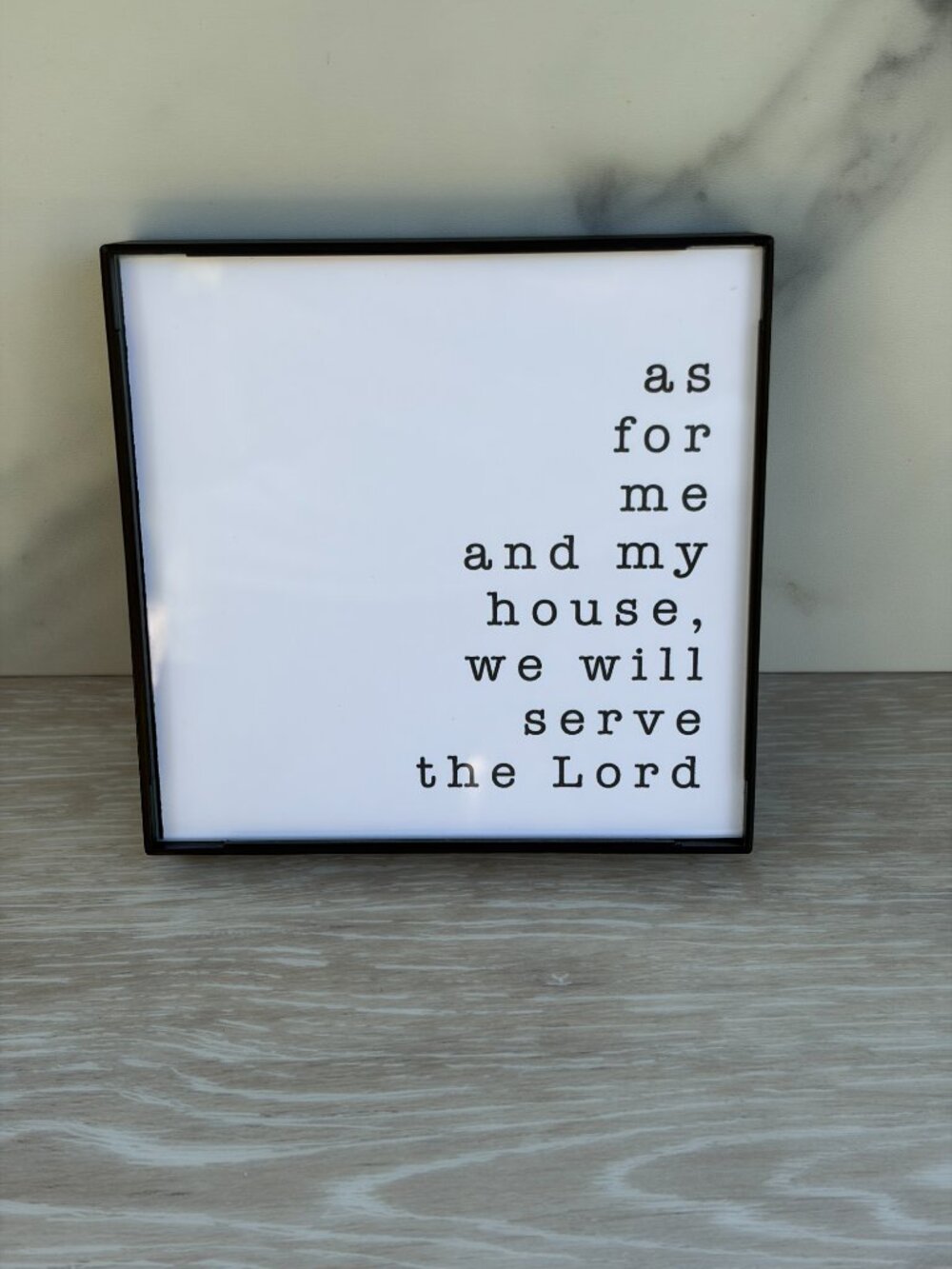 As For Me And My House Framed Print 4x4 Black Minimalist Tiered Tray Desk Decor